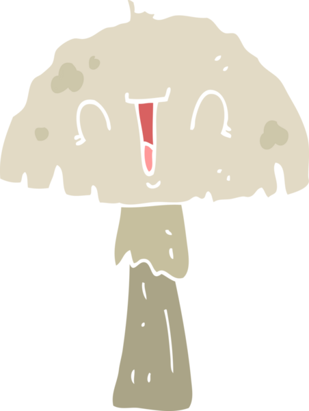 Bir insan tarafından çizilmiş düz renkli çizgi film mantarı