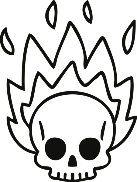 Bir insan tarafından çizilmiş tuhaf bir kafatası çizimi.