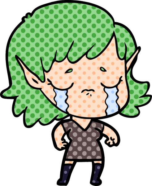 Bir insan tarafından çizilmiş ağlayan elf kızı.