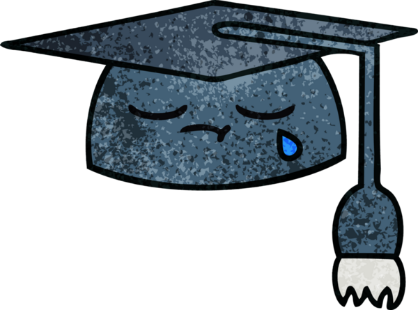 Mezuniyet şapkasının retro grunge deseni bir insan tarafından çizilmiş.