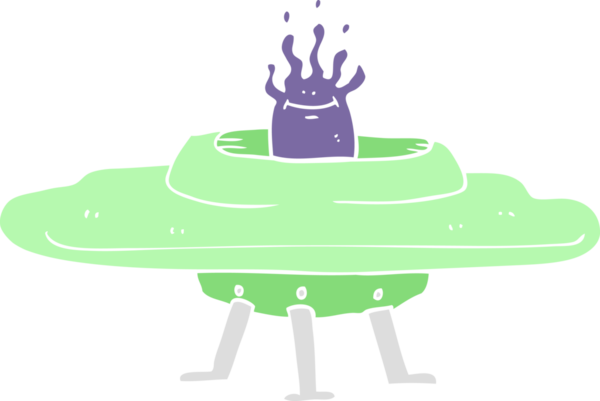 Bir insan tarafından çizilen uçan dairenin düz renk çizimi