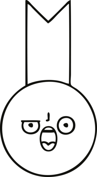 Bir insan tarafından çizilmiş altın madalyanın çizgi çizimi.