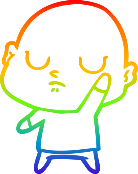 Gökkuşağı gradyan çizgisi bir insan tarafından çizilmiş kel bir adamın çizimi