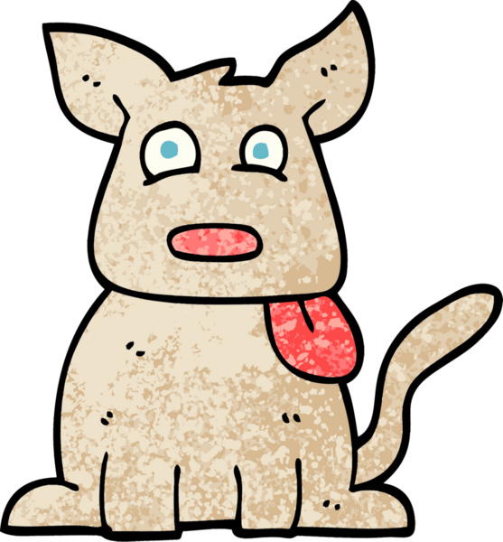 Grunge desenli resimli çizgi film mutlu köpek bir insan tarafından çizilmiş.