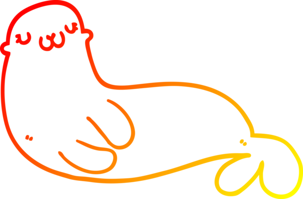 Bir insan tarafından çizilmiş şirin bir fok balığının sıcak çizgi çizimi