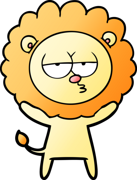 Bir insan tarafından çizilmiş canı sıkkın bir aslan.