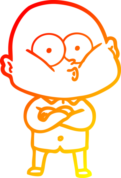 Bir insan tarafından çizilmiş kel bir adamın sıcak çizgi çizimi.