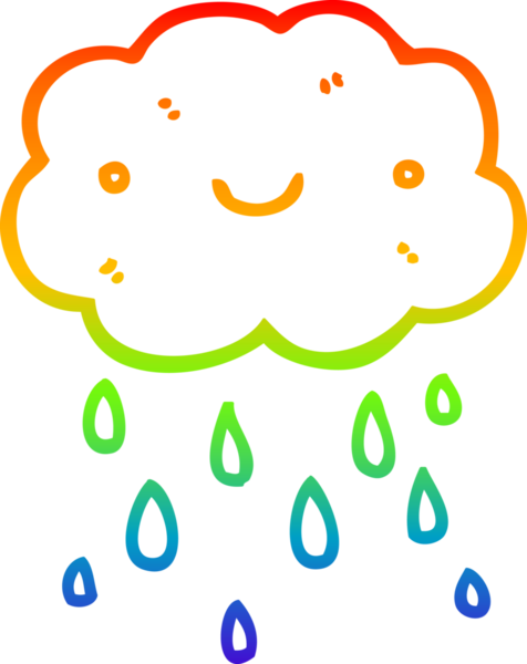 Gökkuşağı gradyan çizgisi bir insan tarafından çizilmiş şirin bir karikatür bulutu