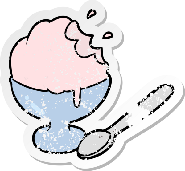 Bir insan tarafından çizilmiş karikatür dondurması etiketi.