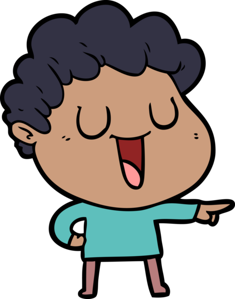 Bir insan tarafından çizilmiş gülen çizgi film adamı.