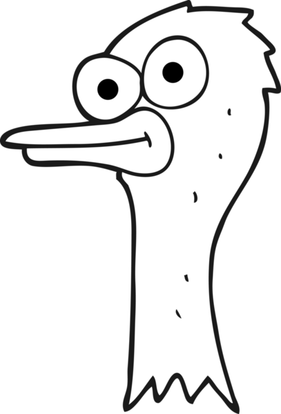 Bir insan tarafından çizilmiş devekuşu kafası.