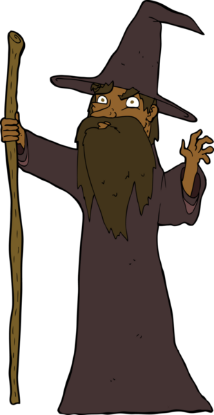 bir insan tarafından çizilmiş ürkütücü çizgi film büyücüsü