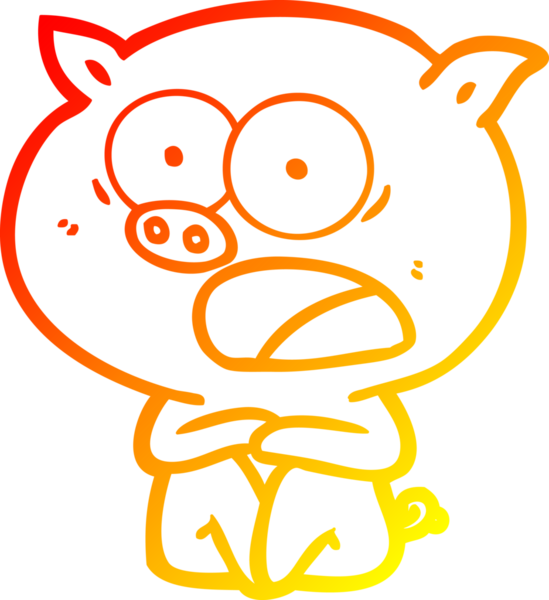 Bir insan tarafından çizilmiş, şok olmuş çizgi film domuzu çizimi.