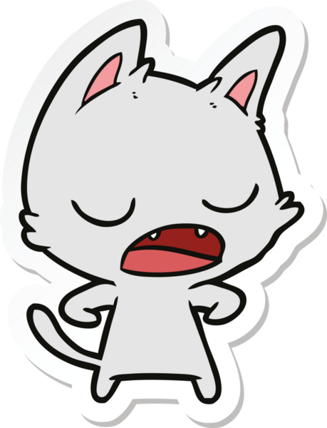 Bir insan tarafından çizilmiş konuşan kedi karikatürü.