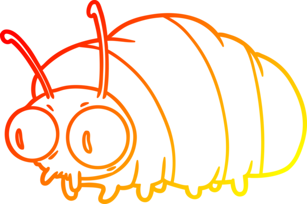 Bir insan tarafından çizilmiş komik bir karikatür böceğinin sıcak çizgi çizimi