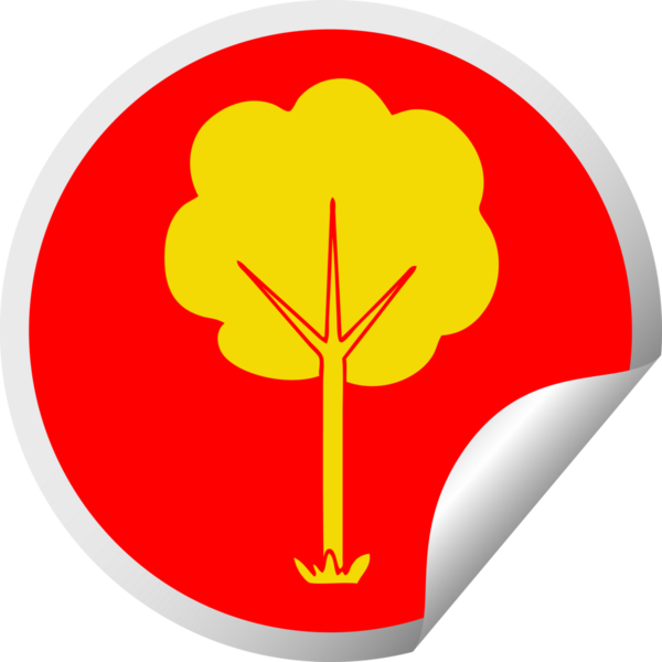 Bir insan tarafından çizilmiş dairesel soyulmuş tuhaf çizgi film ağacı.