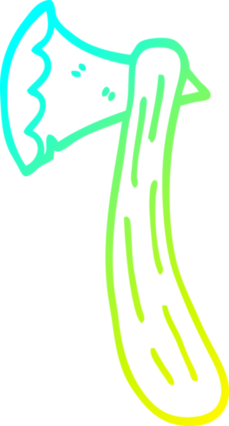 Bir insan tarafından çizilmiş bir baltanın soğuk eğimli çizgisi.