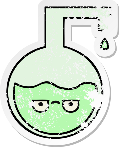 Bir insan tarafından çizilmiş sevimli bir karikatür bilim deneyinin sıkıntılı çıkartması.