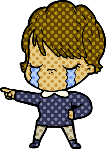 Bir insan tarafından çizilmiş ağlayan çizgi film kadını.