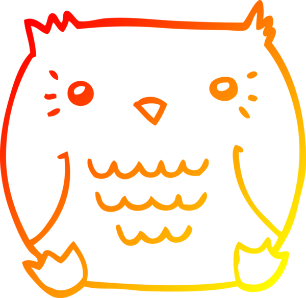 Bir insan tarafından çizilmiş bir baykuşun sıcak çizgi çizimi