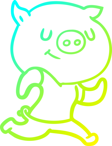 Bir insan tarafından çizilen mutlu çizgi film domuz çizimi.