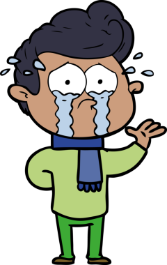 Bir insan tarafından çizilmiş ağlayan bir karikatür.