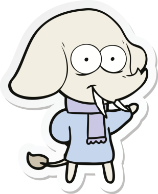 Bir insan tarafından çizilmiş mutlu bir filin çıkartması.