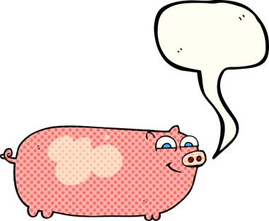 El yazısıyla çizilmiş çizgi roman konuşma balonu bir insan tarafından çizilmiş domuz.