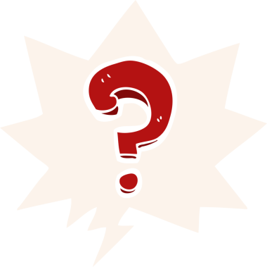 bir insan tarafından çizilmiş retro biçiminde konuşma baloncuğu ile çizgi film soru işareti