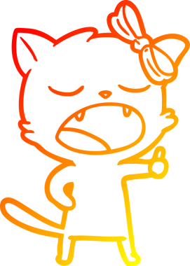 Bir insan tarafından çizilen esneyen kedinin sıcak çizgi çizimi