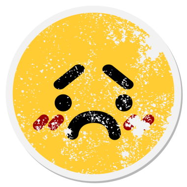 mutsuz yüz dairesel etiketi bir insan tarafından çizilmiş.