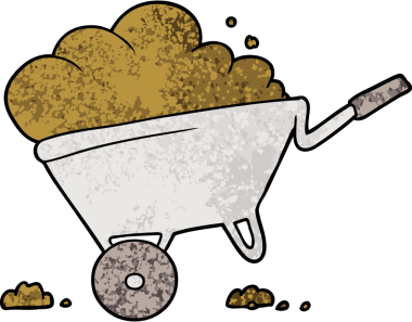 Bir insan tarafından çizilmiş bir el arabası.