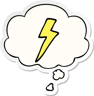 Düşünce baloncuklu karikatür yıldırımı insan tarafından çizilmiş bir çıkartma.