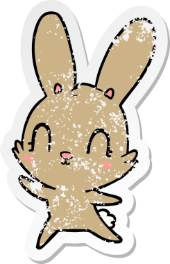 Bir insan tarafından çizilmiş sevimli bir tavşan çizgi filminin sıkıntılı çıkartması.