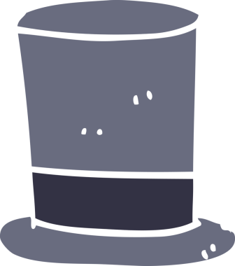 Bir insan tarafından çizilmiş düz renkli silindir şapka