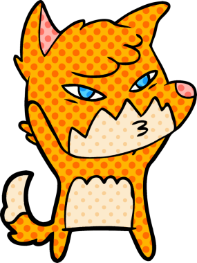 Bir insan tarafından çizilmiş akıllı çizgi film tilkisi.