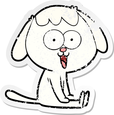 Bir insan tarafından çizilmiş şirin bir köpeğin sıkıntılı çıkartması.