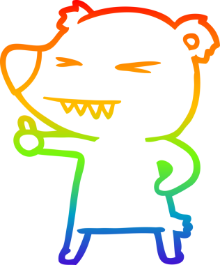 Gökkuşağı gradyan çizgi çizimi Bir insan tarafından çizilen başparmak veren bir ayı çizgi filmi