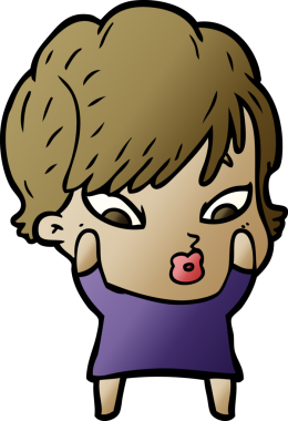 Bir insan tarafından çizilmiş karikatür kadın.