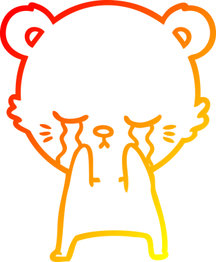 Bir insan tarafından çizilen ağlayan çizgi film ayısının sıcak çizgi çizgisi.