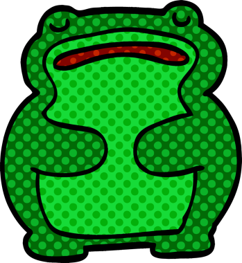 Bir insan tarafından çizilmiş komik karikatür kurbağası.