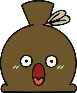 Bir insan tarafından çizilmiş şirin bir çuval karikatürü