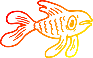 Bir insan tarafından çizilmiş karikatür balığının sıcak çizgi çizimi