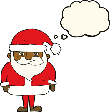 Mutlu noel baba çizgi filmi Bir insan tarafından çizilmiş düşünce baloncuğu ile