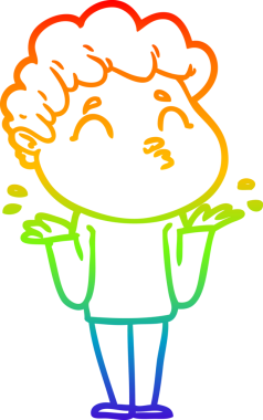 Gökkuşağı gradyan çizgi çizimi bir insan tarafından çizilmiş bir karikatür adam