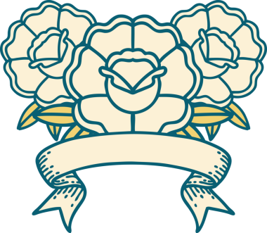 Bir insan tarafından çizilmiş bir buket çiçekli geleneksel dövme.