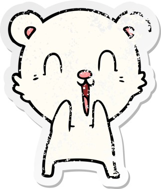 Bir insan tarafından çizilmiş mutlu bir kutup ayısının sıkıntılı çıkartması.