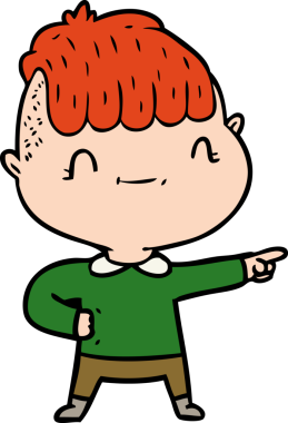 Bir insan tarafından çizilmiş çizgi film dostu çocuk.