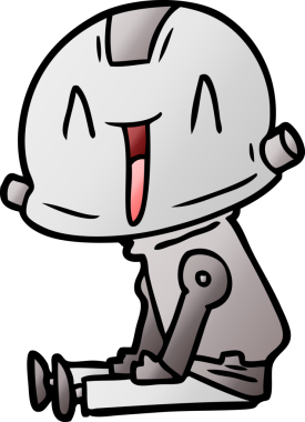 Bir insan tarafından çizilmiş çizgi film robotu