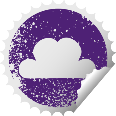 Bir insan tarafından çizilen kar bulutunun sıkıntılı, dairesel soyulan çıkartması.